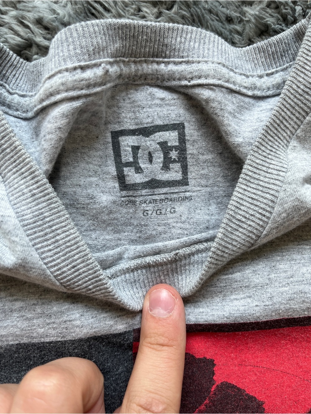 DC Gray Tee with Black and Red Graphic Panel - Picture 3 of 4
